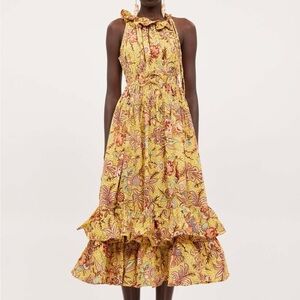 ULLA JOHNSON Delfina floral cotton midi dress Size 2